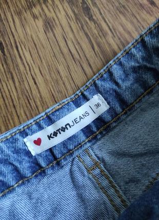 Koton jeans джинсовые шорты, высокая посадка, с вышивкой, мом3 фото