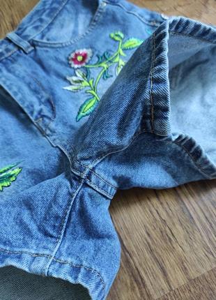 Koton jeans джинсовые шорты, высокая посадка, с вышивкой, мом5 фото