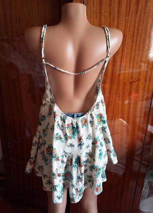 Милая оверсайз майечка/блуза распашонка с открытой спиной в цветах 100% искусственный шелк1 фото