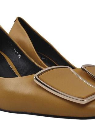 Туфли на каблуке женские big rope натуральная кожа, цвет желтый, 361 фото