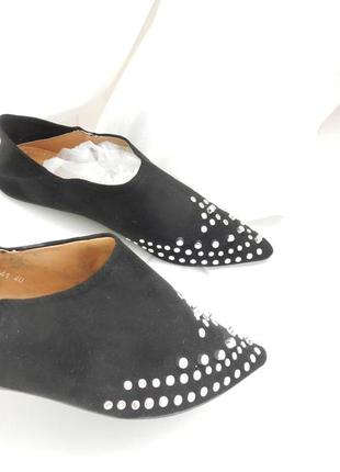 Лоферы мюли балетки из эко замши серебристыми шипами с мягкой пяточкой можно носить как туфли и как8 фото