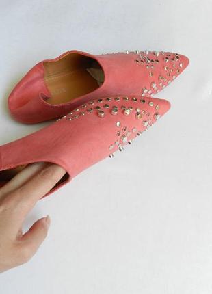 Лоферы мюли балетки из эко замши серебристыми шипами с мягкой пяточкой можно носить как туфли и как4 фото