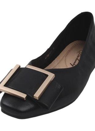 Туфли на низком ходу женские berkonty натуральная кожа, цвет черный2 фото