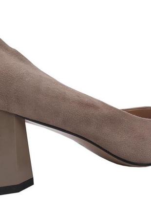 Туфли на каблуке женские beratroni натуральная замша, цвет бежевый4 фото