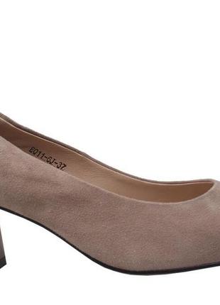 Туфли на каблуке женские beratroni натуральная замша, цвет бежевый5 фото