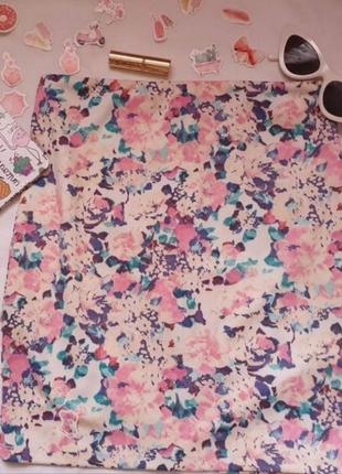 Юбка спідниця  бершка з квітами с цветочным принтом bershka