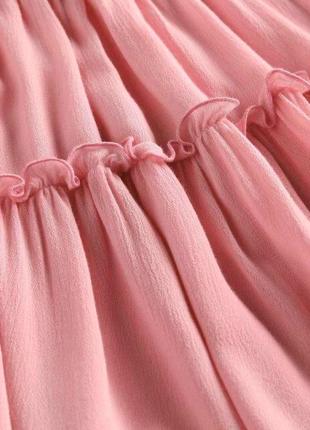 Сукня пудрова з рюшами лялькове плаття рожеве сарафан3 фото