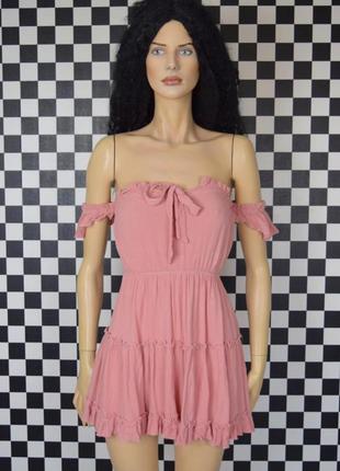 Сукня пудрова з рюшами лялькове плаття рожеве сарафан5 фото