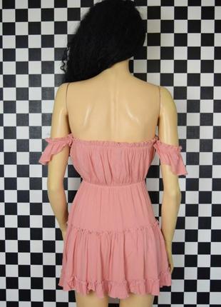Сукня пудрова з рюшами лялькове плаття рожеве сарафан6 фото