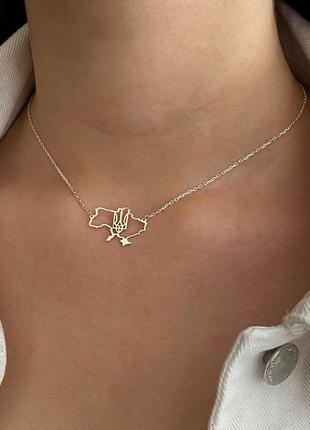 Срібло мапа україни підвіс підвіска карта україни з тризубом 925 проба,