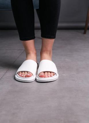 Шлепки женские белые летние (шлепанцы из эко-кожи белого цвета) - женская обувь на лето 20225 фото