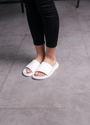 Шлепки женские белые летние (шлепанцы из эко-кожи белого цвета) - женская обувь на лето 20228 фото