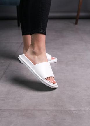 Шлепки женские белые летние (шлепанцы из эко-кожи белого цвета) - женская обувь на лето 20227 фото