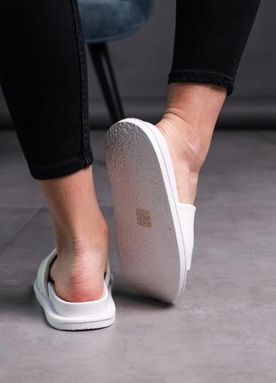 Шлепки женские белые летние (шлепанцы из эко-кожи белого цвета) - женская обувь на лето 20223 фото