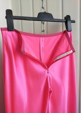 Брюки с разрезами атласный шёлк ярко-розового цвета stephan janson atelier,s5 фото