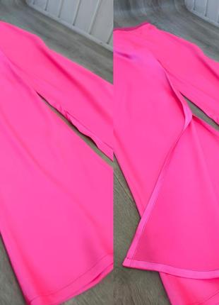 Брюки с разрезами атласный шёлк ярко-розового цвета stephan janson atelier,s10 фото