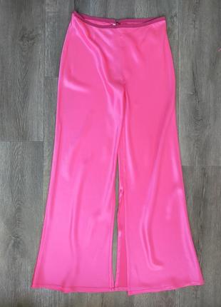 Брюки с разрезами атласный шёлк ярко-розового цвета stephan janson atelier,s6 фото