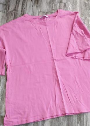 Яркая розовая футболка only1 фото