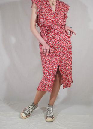 Натуральна сукня халат у квітковий принт у вінтажному стилі5 фото