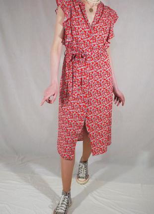 Натуральна сукня халат у квітковий принт у вінтажному стилі3 фото