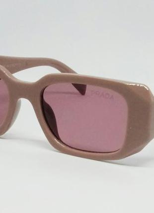 Prada стильные женские солнцезащитные очки кофейно розовые