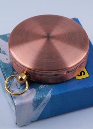 Винтажный карманный медный компас с латунным кольцом арт. 029267 фото
