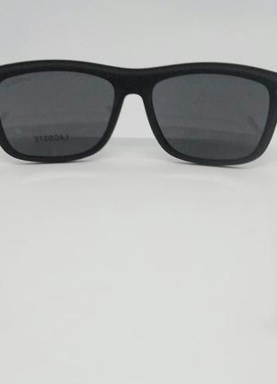 Lacoste стильные мужские солнцезащитные очки черный мат с темно серыми металл дужками5 фото