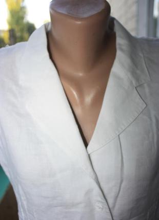 Стильная натуральная белая рубашка без рукавов лён3 фото
