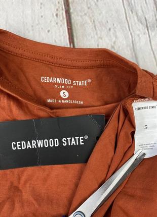Футболка базовая мужская стильная оранжевая cedarwood state slim fit3 фото