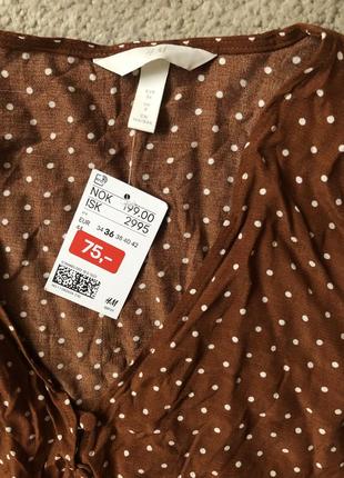 H&m hm блузка в горошек коричневая4 фото