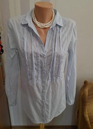 Вінтажний стиль блакитна блуза сорочка голубая рубашка