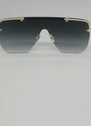 Louis vuitton стильні чоловічі сонцезахисні окуляри маска темно сірий градієнт в золотому металі6 фото