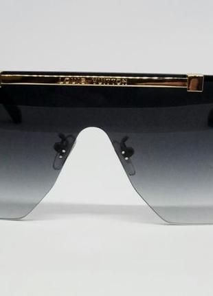 Louis vuitton стильні чоловічі сонцезахисні окуляри маска темно сірий градієнт в золотому металі2 фото