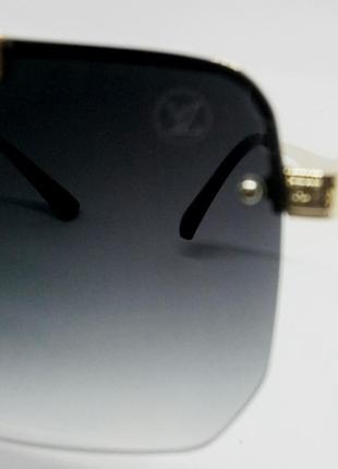 Louis vuitton стильні чоловічі сонцезахисні окуляри маска темно сірий градієнт в золотому металі10 фото
