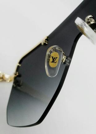 Louis vuitton стильні чоловічі сонцезахисні окуляри маска темно сірий градієнт в золотому металі9 фото