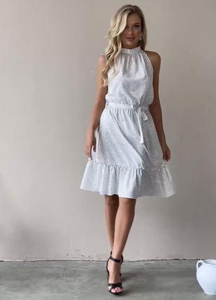 Белое платье в горошек/ сарафан5 фото