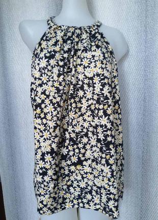 100% вискоза летняя легкая вискозная женская блуза, майка, блузка мелкий цветок, ромашку штапель4 фото