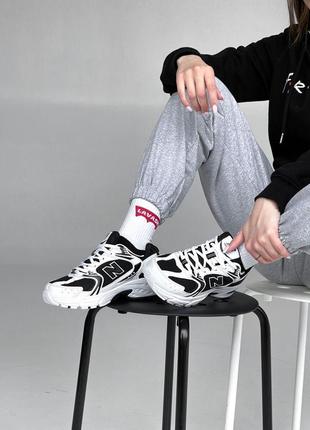 New balance 530 black white running трендові чорно білі кросівки баланс черно белые женские брендовые кроссовки демисезон с сеткой3 фото