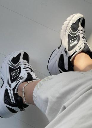 New balance 530 black white running трендові чорно білі кросівки баланс черно белые женские брендовые кроссовки демисезон с сеткой2 фото