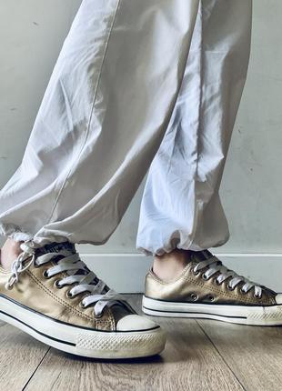 Шикарные кеды кожаные унисекс золотистые converse  (оригинал)5 фото