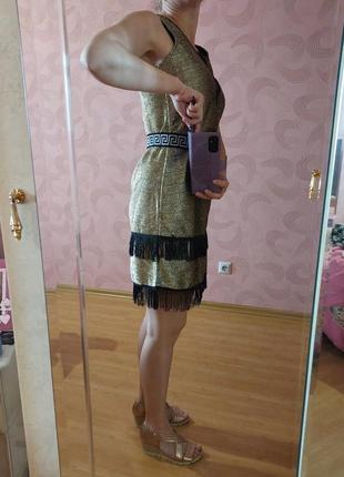 Вечернее нарядное платье с бахромой, 44 р., с-м золотое2 фото
