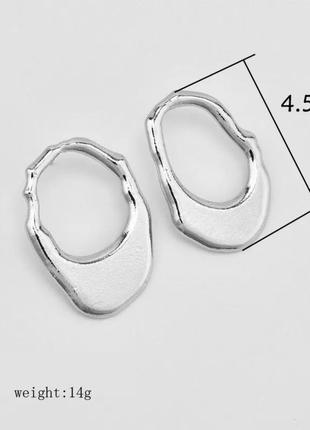 Серьги женские серебристые - размер серьг 2,5*4,2см, цинковый сплав2 фото