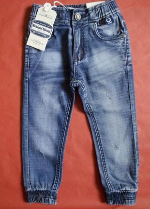 Фірмові легкі потерті джинси на резинці2 фото