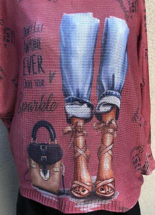 Трикотажный реглан,джемпер,кофта в модный принт,италия3 фото