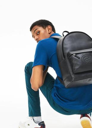 Кожаный рюкзак lacoste men's casual embossed lettering leather backpack7 фото