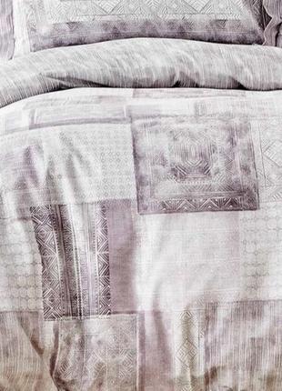 Постельное белье евро полуторный karaca home ранфорс - carell murdum фиолетовый, серый2 фото