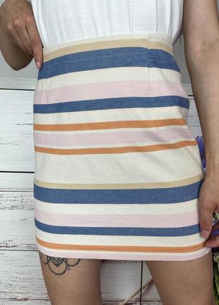Летняя хлопковая юбка мини в полоску 1+1=36 фото