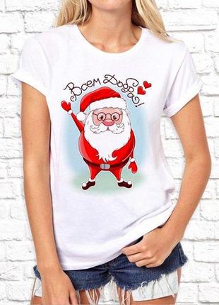 Жіноча футболка з новорічним принтом "всім добра!" push it1 фото