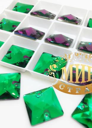 Пришивные квадраты стекло lux, цвет green volcano,16x16мм, 1шт