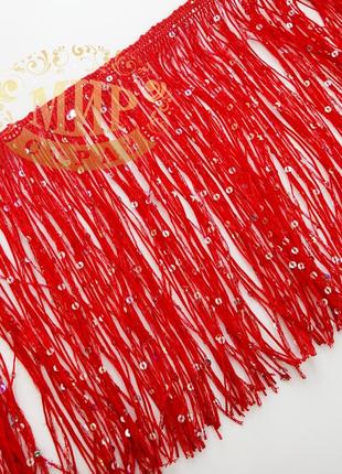 Бахрома с пайетками, цвет red, высота 20см*1м2 фото